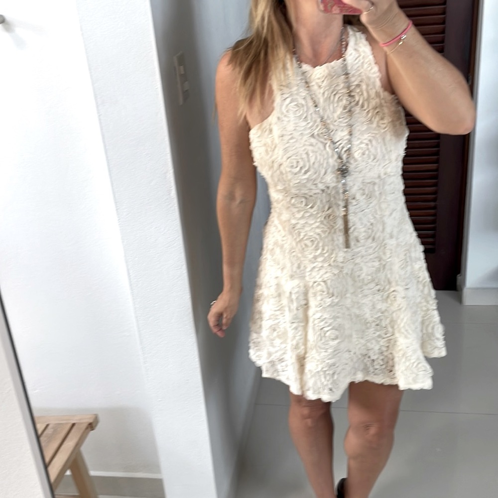 Ark & Co textured ruffled floral swirl tulle dress